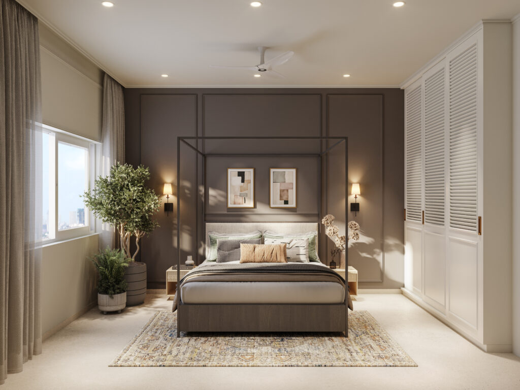 Premium bedroom interior within residential apartment showcasing modern living standards
