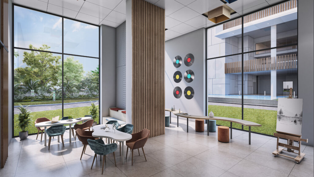 Residential community hobby center for structured recreational and skill development activities
