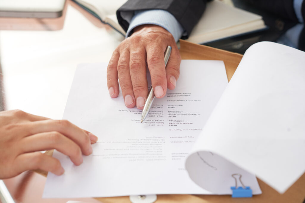 Real estate document review process during property transaction or agreement stage