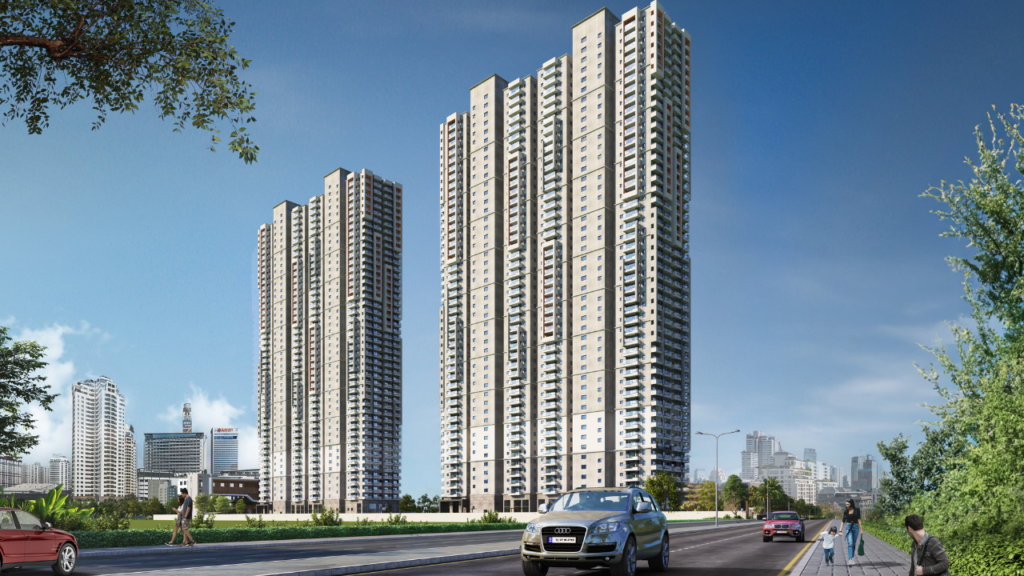 ASBL-style gated community with high-rise towers and planned residential infrastructure