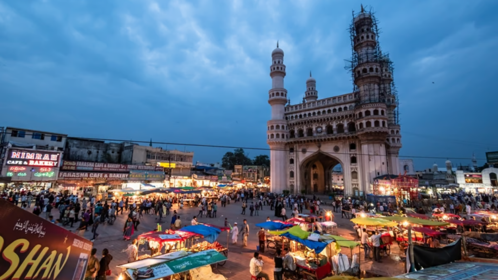 Charminar surroundings reflecting heritage-driven real estate value in central Hyderabad