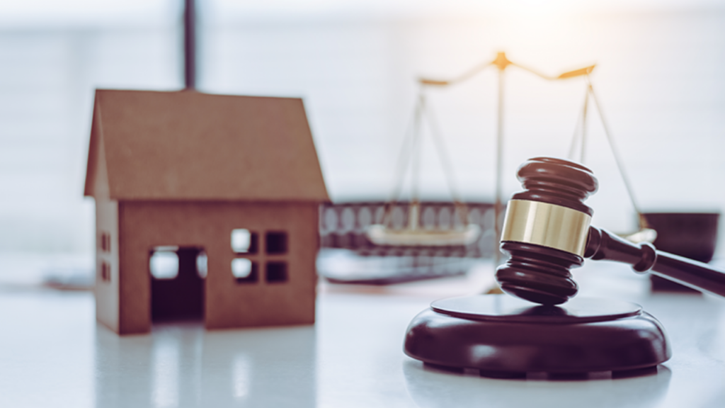 Real estate dispute concept showing property litigation and legal resolution process