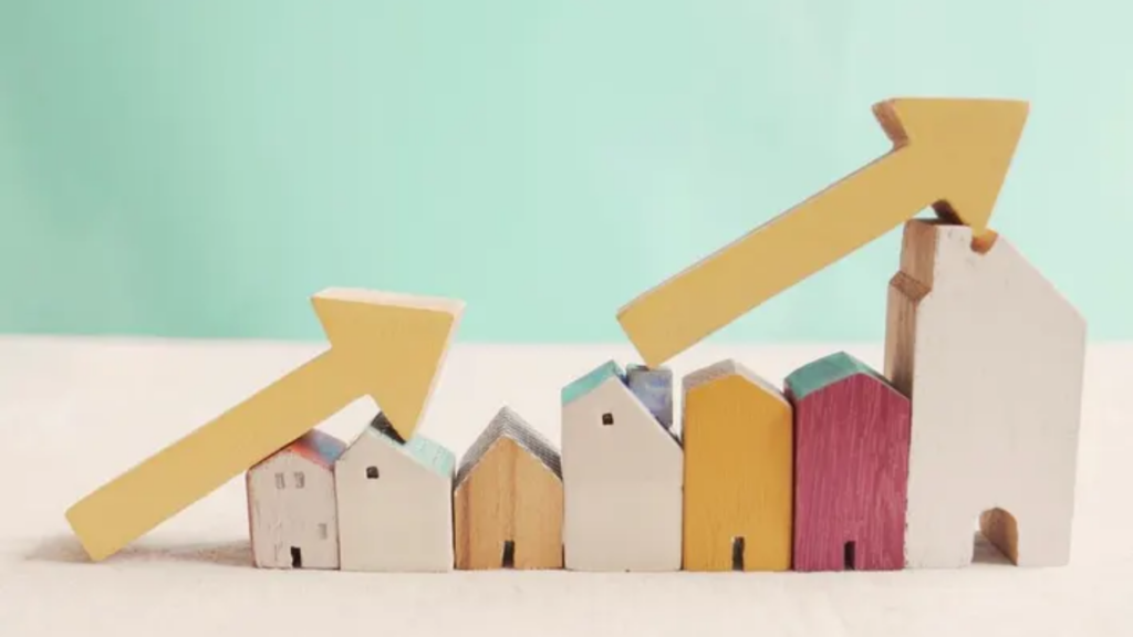 Diagrammatic representation of rising housing market trends and value growth