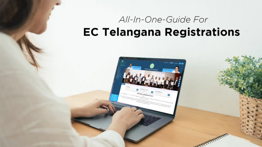 Step-by-step visual for applying for an EC on the Meeseva Telangana portal.
