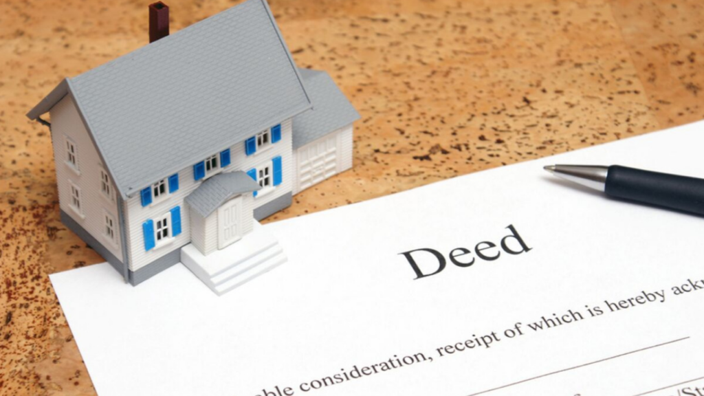 Registered property deed document representing legal title confirmation of real estate asset