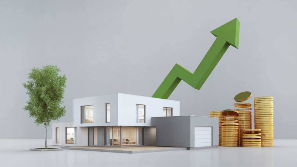 Residential real estate investment chart showing property value appreciation trends