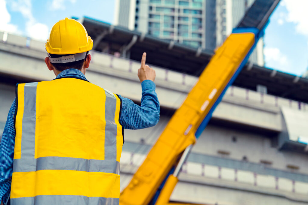 Construction site supervision showing real estate development execution and structural progress monitoring